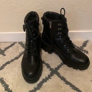 Madden girl heeled combat boots